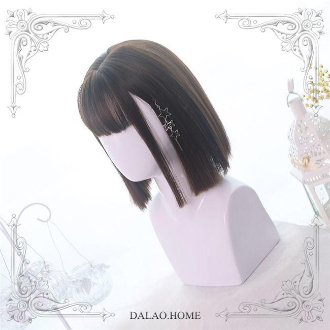 Dalao Home ~Xing Zi  Lolita Short Wigs Black Wigs++a hair net - In Stock