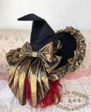 Black Golden Hat with 4 Little Bowknots