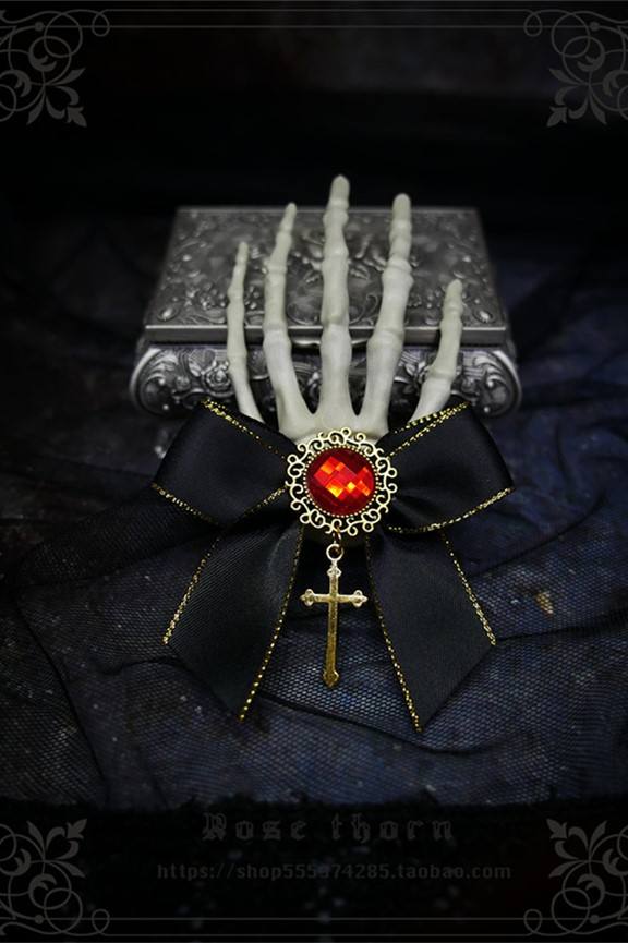 Devil's Claw~ Skeleton Hand Cross Dark Halloween Hairclip 2 Uses Lolita Accessories