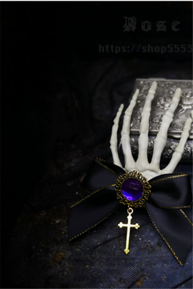 Devil's Claw~ Skeleton Hand Cross Dark Halloween Hairclip 2 Uses Lolita Accessories