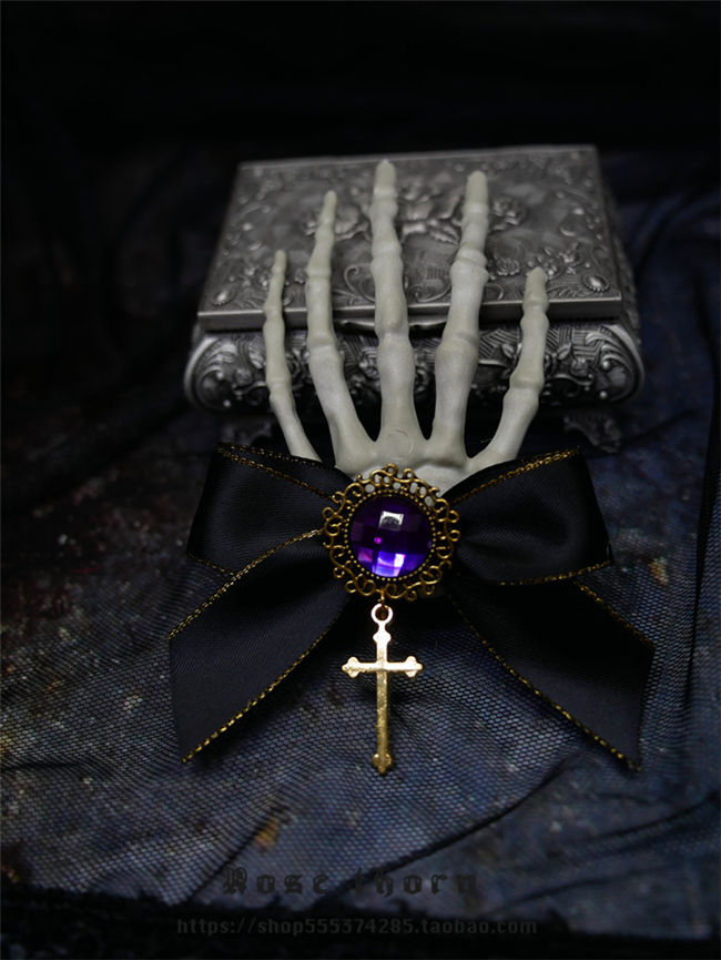 Devil's Claw~ Skeleton Hand Cross Dark Halloween Hairclip 2 Uses Lolita Accessories