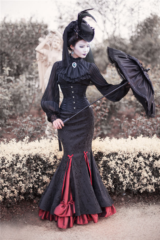 Surface Spell ~Lorelai Roll Collar Wrinkled Sleeve Chiffon Blouse Custom-tailor Available