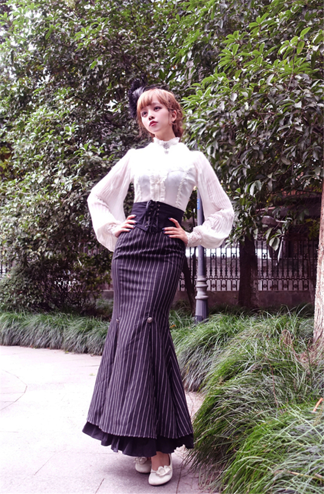 Surface Spell ~Lorelai Stripe Lolita Fishtail Skirt Custom-tailor