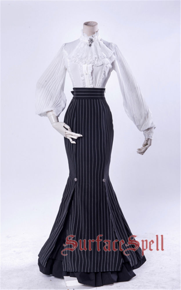 Surface Spell ~Lorelai Roll Collar Wrinkled Sleeve Chiffon Blouse Custom-tailor Available
