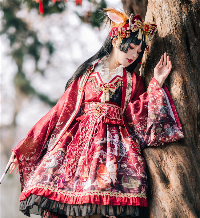 Hyakki Yak ~Qi Lolita Blouse (2 Wear Ways)-Ready Made