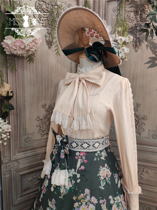Bone Porcelain Vase~Vintage Lolita Blouse
