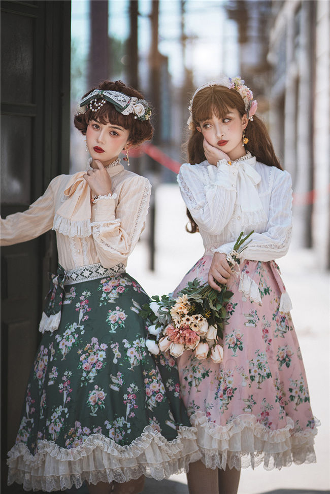 Bone Porcelain Vase~Vintage Lolita Blouse
