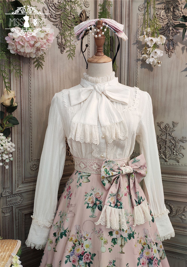 Bone Porcelain Vase~Vintage Lolita Blouse