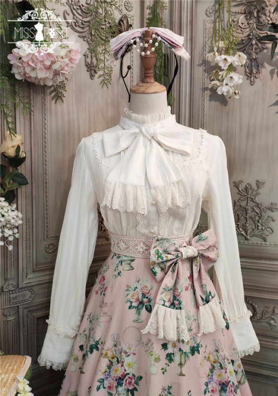 Bone Porcelain Vase~Vintage Lolita Blouse