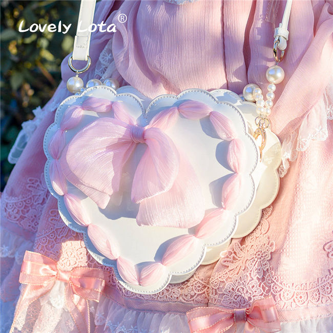 Lovely Lota~ Little Valentine Love Bow Pearl Lolita Bag