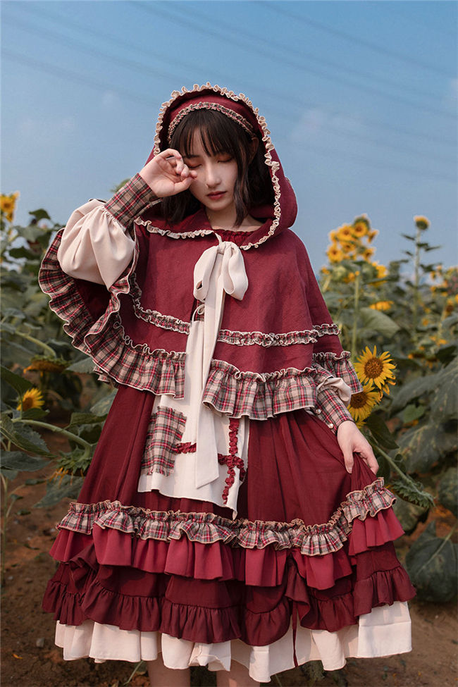 With PUJI ~Little Red Riding Hood Lolita OP Cape