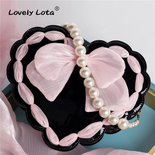 Lovely Lota~ Little Valentine Love Bow Pearl Lolita Bag