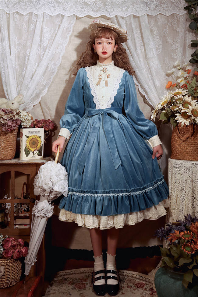 Rose Humanoid~ Velvet Vintage Classic Lolita OP -Ready Made
