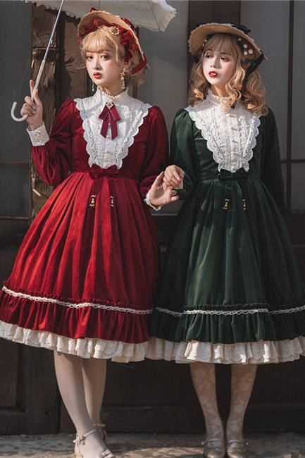 Rose Humanoid~ Velvet Vintage Classic Lolita OP -Ready Made