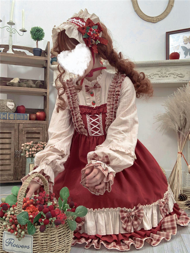 Annie Parcel ~Berry Maiden~Little Red Riding Hood Lolita OP - In Stock
