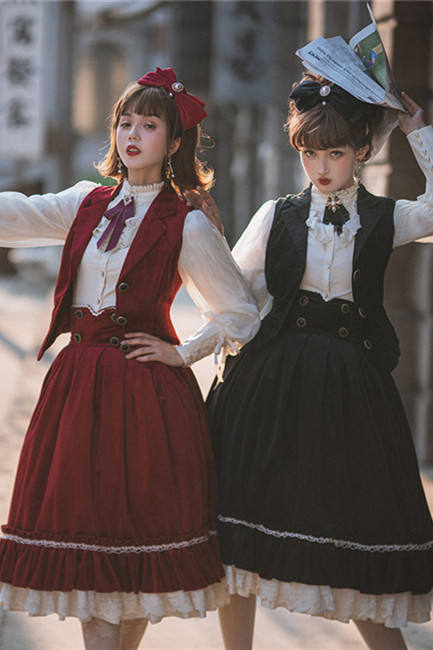 Rose Humanoid~ Velvet Vintage High Waist Lolita Vest/Skirt -Pre-order