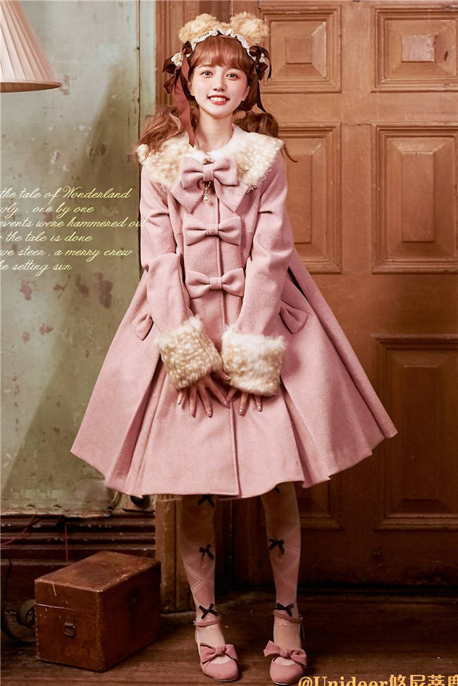 Sweet A-shaped Lolita Long Coat  Dark Green S - In Stock