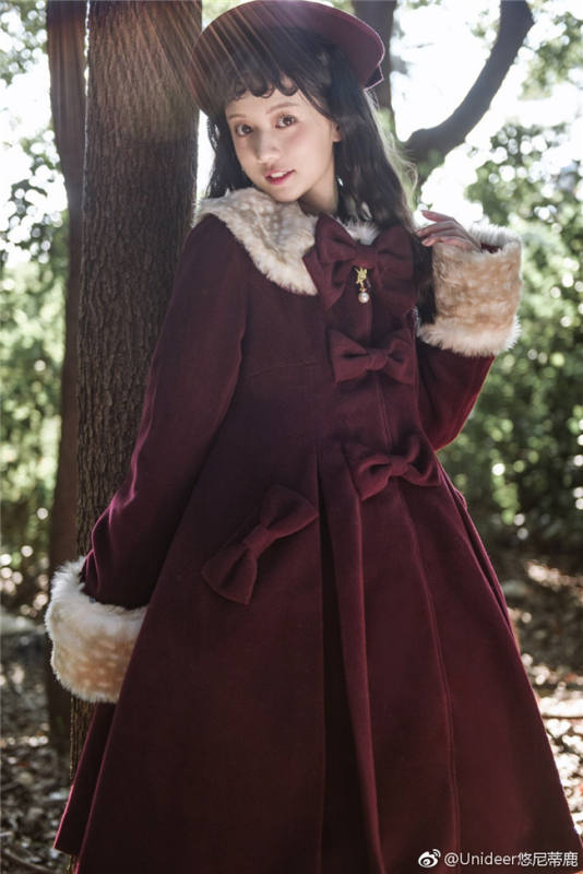 Sweet A-shaped Lolita Long Coat  Dark Green S - In Stock