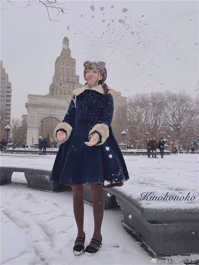 Sweet A-shaped Lolita Long Coat  Dark Green S - In Stock