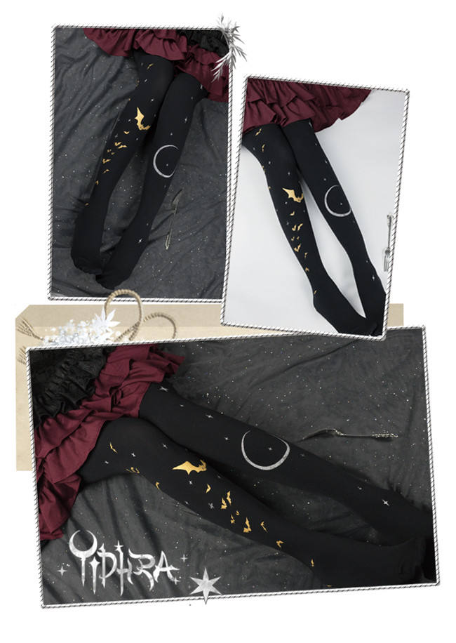 Yidhra Lolita ~Little Bat Night Gothic Lolita Autumn and Winter Tights-Pre-order