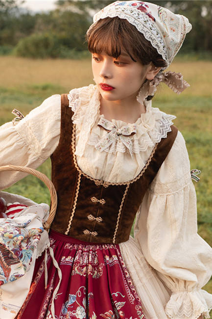 Miss Point ~The Song of Harvest Velvet Fishbone Lolita Vest -Pre-order