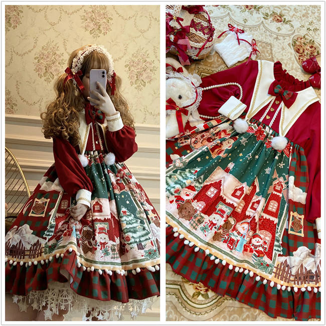 Christmas Snowman House Babydoll Style Lolita OP