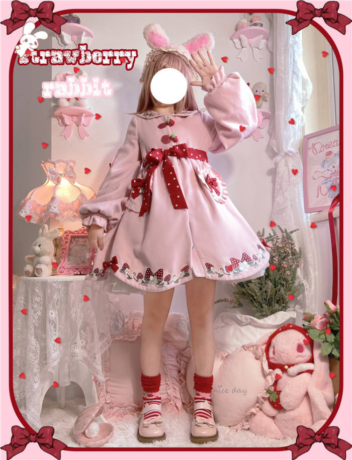 To Alice~ Strawberry Bear Coat Pink Size 1 - In Stock