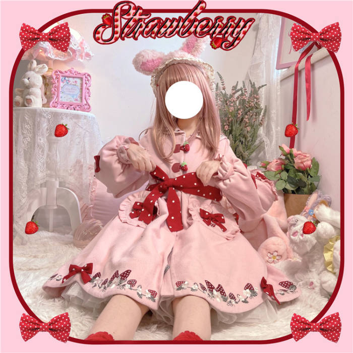 To Alice~ Strawberry Bear Coat Pink Size 1 - In Stock