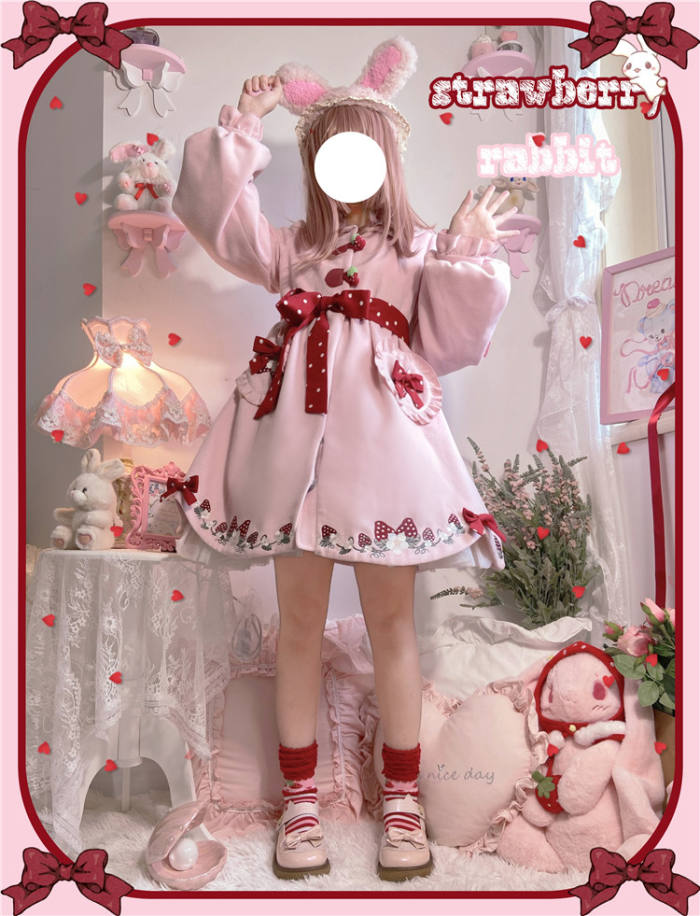 To Alice~ Strawberry Bear Coat Pink Size 1 - In Stock