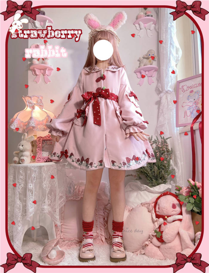 To Alice~ Strawberry Bear Coat Pink Size 1 - In Stock