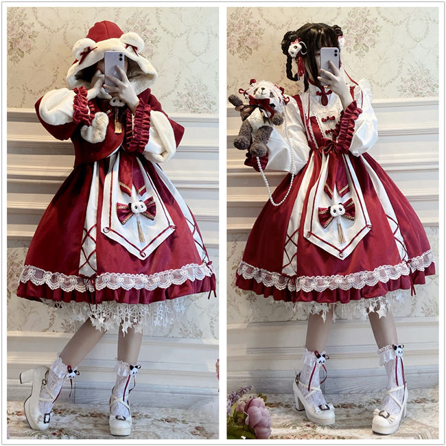 red Christmas lolita dress
