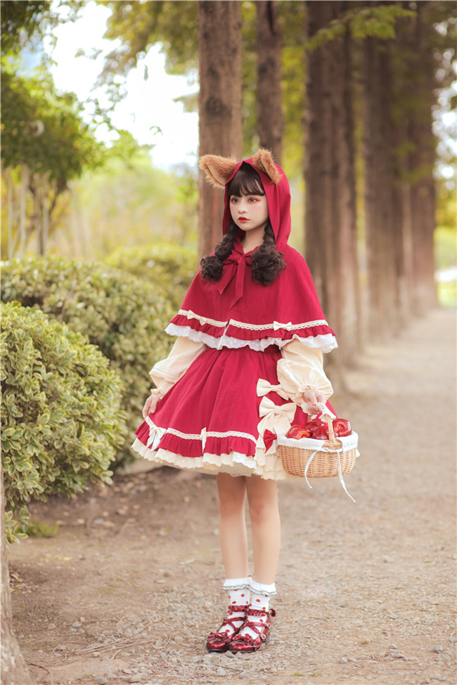 Little Red Riding Hood Series Gothic Lolita Hooded Short Cloak