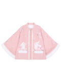 To Alice Peach Flowers Bunny Fur Collar Coat/Skirt Series