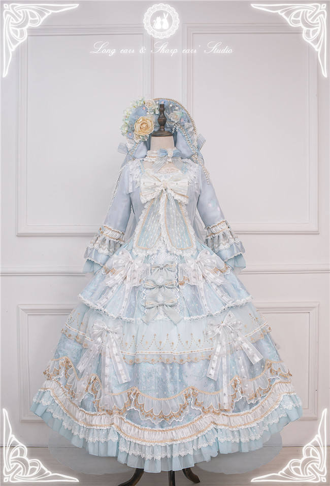 Ode to Love and Vows ~Luxury Lolita Fullset (OP + Necklace + Wristcuffs + Bonnet + Back Yarn) -Ready Made