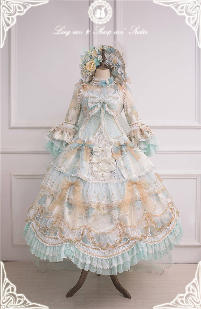 Ode to Love and Vows ~Luxury Lolita Fullset (OP + Necklace + Wristcuffs + Bonnet + Back Yarn) -Ready Made