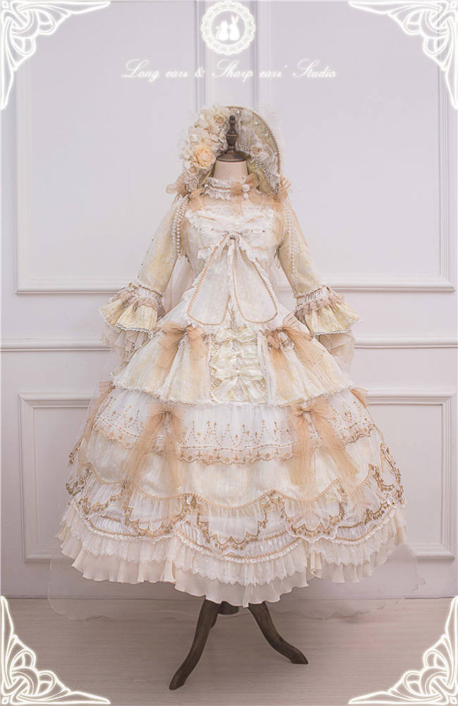 Ode to Love and Vows ~Luxury Lolita Fullset (OP + Necklace + Wristcuffs + Bonnet + Back Yarn) -Ready Made