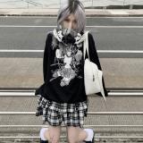 Black White Gingham Harajuku Punk Rivet 2 Layers Skirt