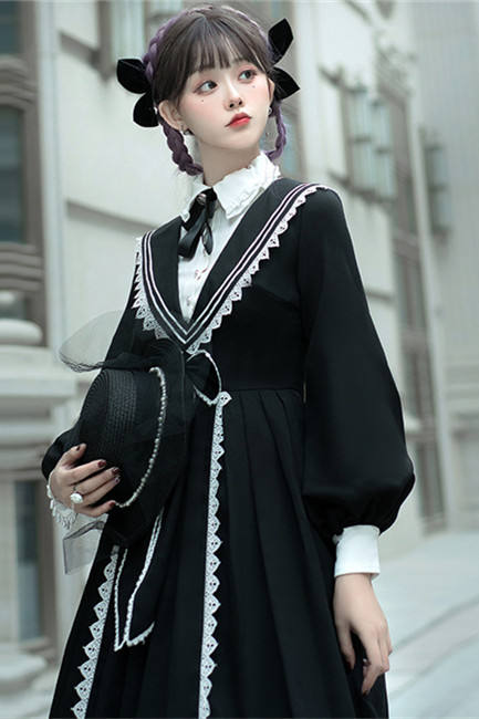 Ying Luo Fu Pride and Prejudice~Elegant Long Sleeves Lolita OP