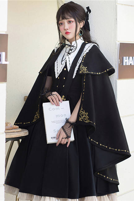 Golden Embroidery College Style Lolita Cape Fullset-Pre-order