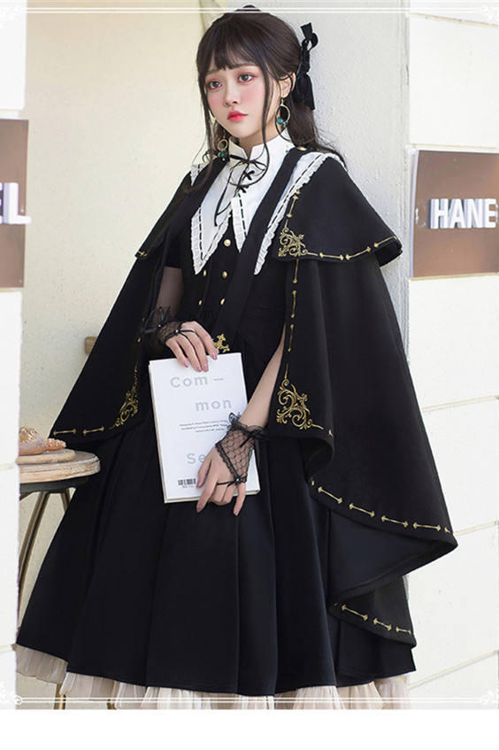 Golden Embroidery College Style Lolita Cape Fullset-Pre-order