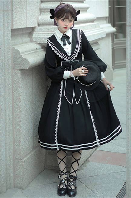 Ying Luo Fu Pride and Prejudice~Elegant Long Sleeves Lolita OP