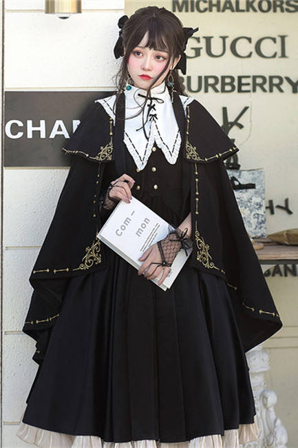 Golden Embroidery College Style Lolita Cape Fullset-Pre-order