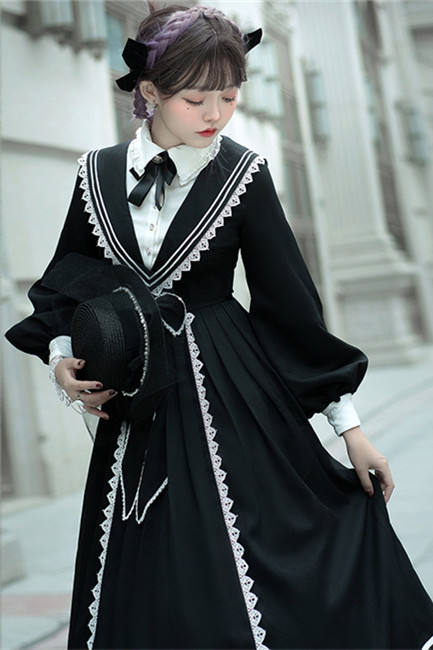 Ying Luo Fu Pride and Prejudice~Elegant Long Sleeves Lolita OP