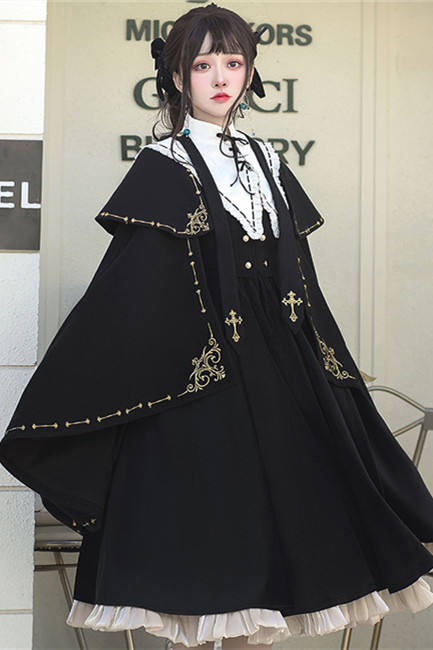 Golden Embroidery College Style Lolita Cape Fullset-Pre-order