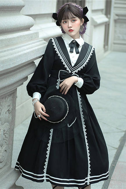 Ying Luo Fu Pride and Prejudice~Elegant Long Sleeves Lolita OP