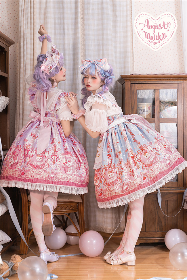 August Maiden ~Fancy Strawberry Ice Cream Cat Sweet Lolita JSK