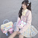 Double Line Buttons Long Sleeves Sweet Cardigan by Kyouko and Sanrio Red Size XL - In Stock