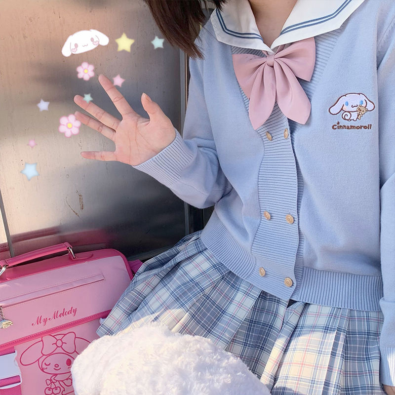 Double Line Buttons Long Sleeves Sweet Cardigan by Kyouko and Sanrio Red Size XL - In Stock