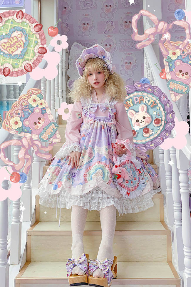 Cream Cake Kimono Style Lolita JSK Short Version -Ready Made