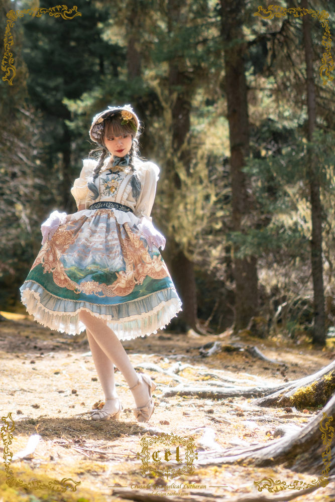 CEL Lolita ~To Alice Oil Painting Printed Lolita Salopette -Ready Made